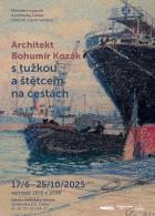 Architekt Bohumir Kozk s tukou a ttcem na cestch